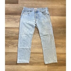 Levi's 501 Original Fit Jeans Mens 38x30 Light Wash Button Fly Straight Leg